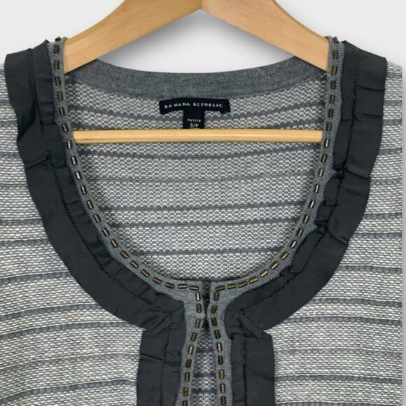 Banana Republic Gray Ruffle Cotton Wool Cardigan - Picture 3 of 8